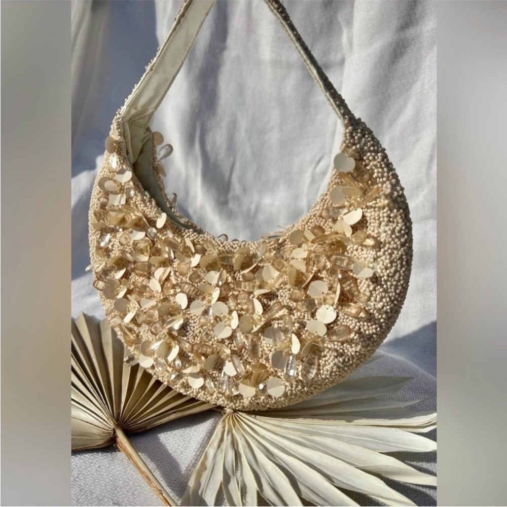 NWT viral bag — Cream beaded embellished bead & sequin purse handbag - Picture 7 of 7